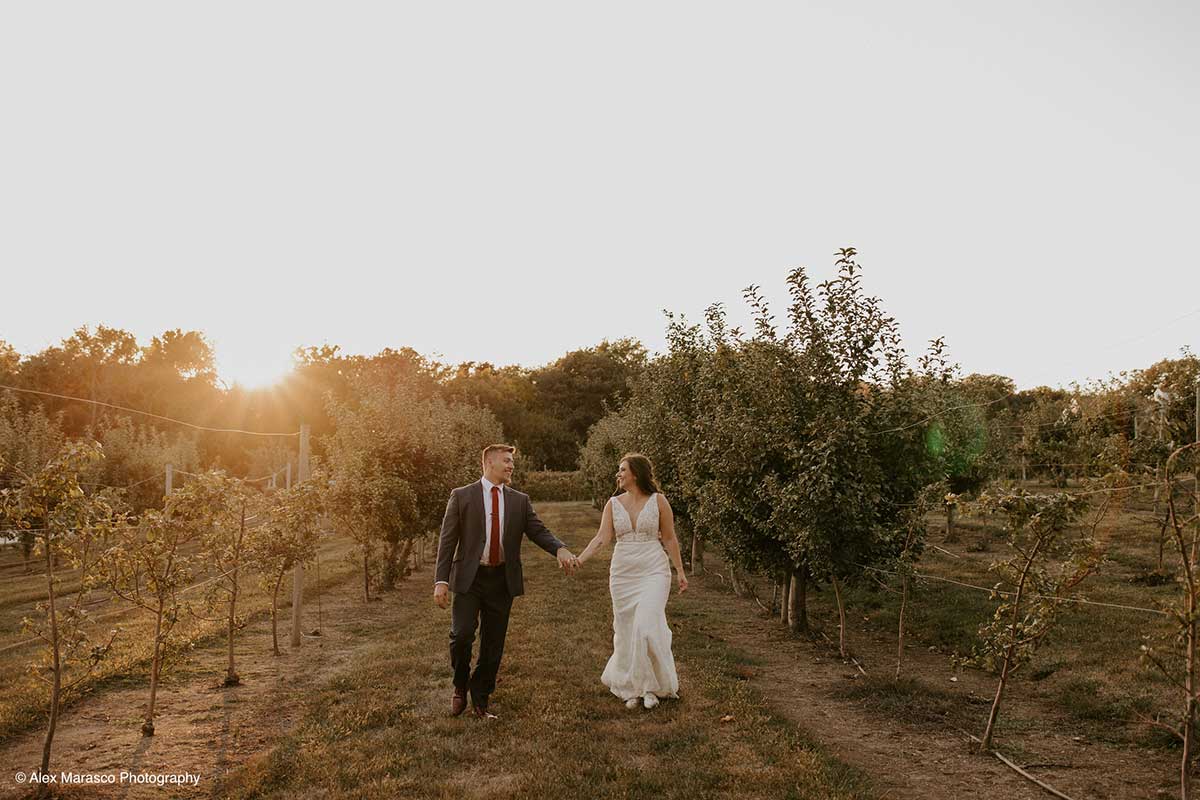 A Bride and Groom in the Orchard