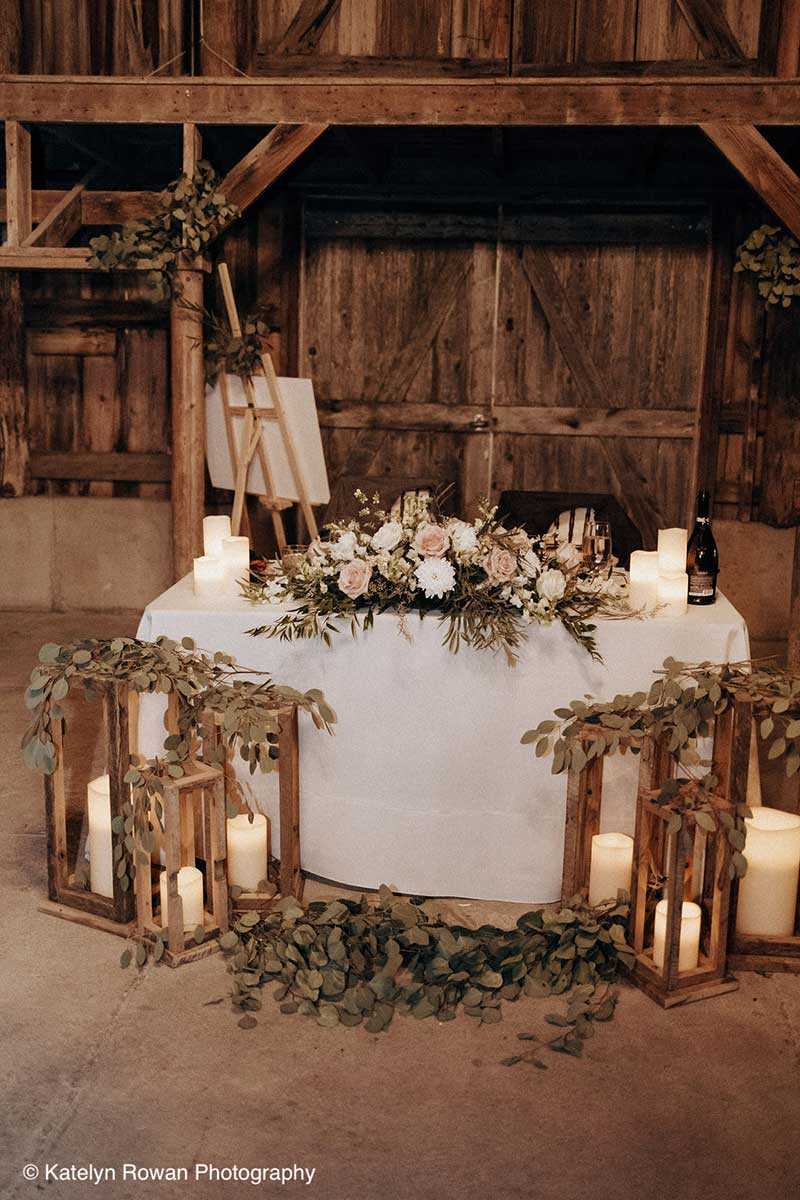 Sweetheart Table at Rustic Wedding Reception