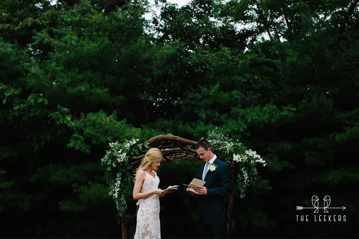 Bride and Groom Exchange Vows in the Forest
