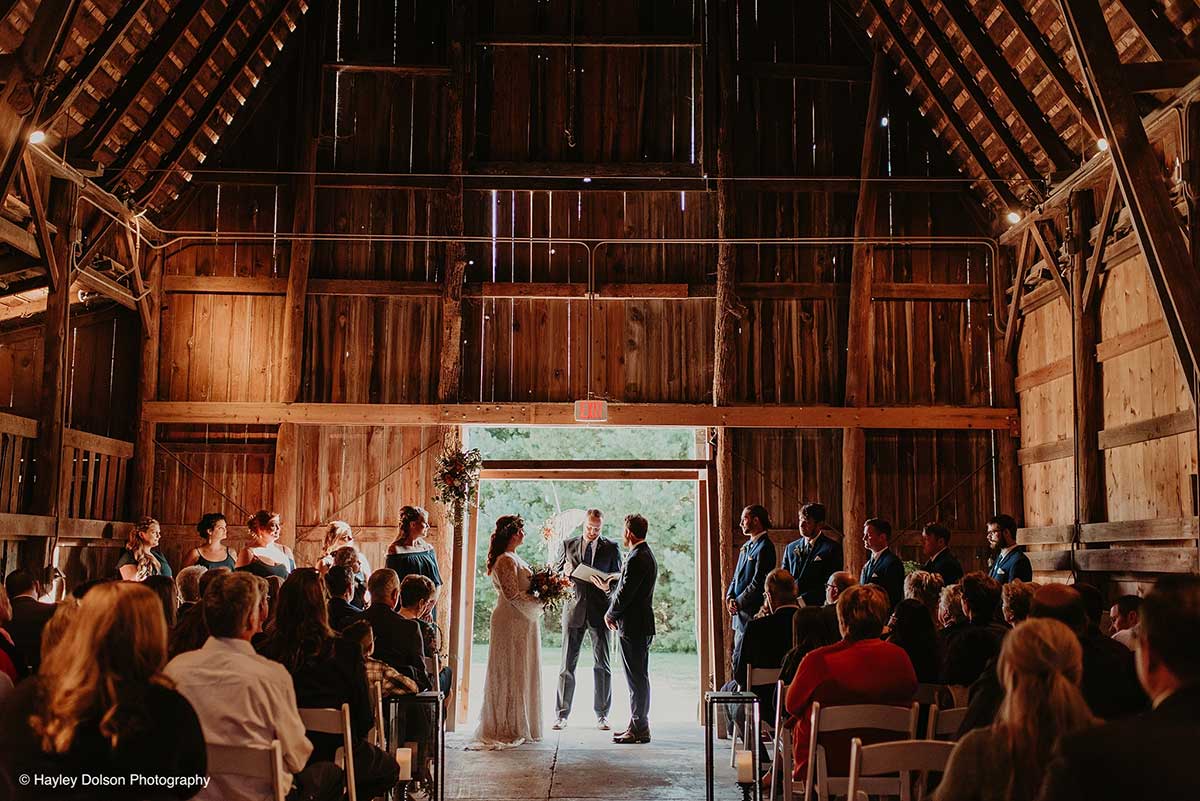Rustic Wedding Ceremony Inside the Barns