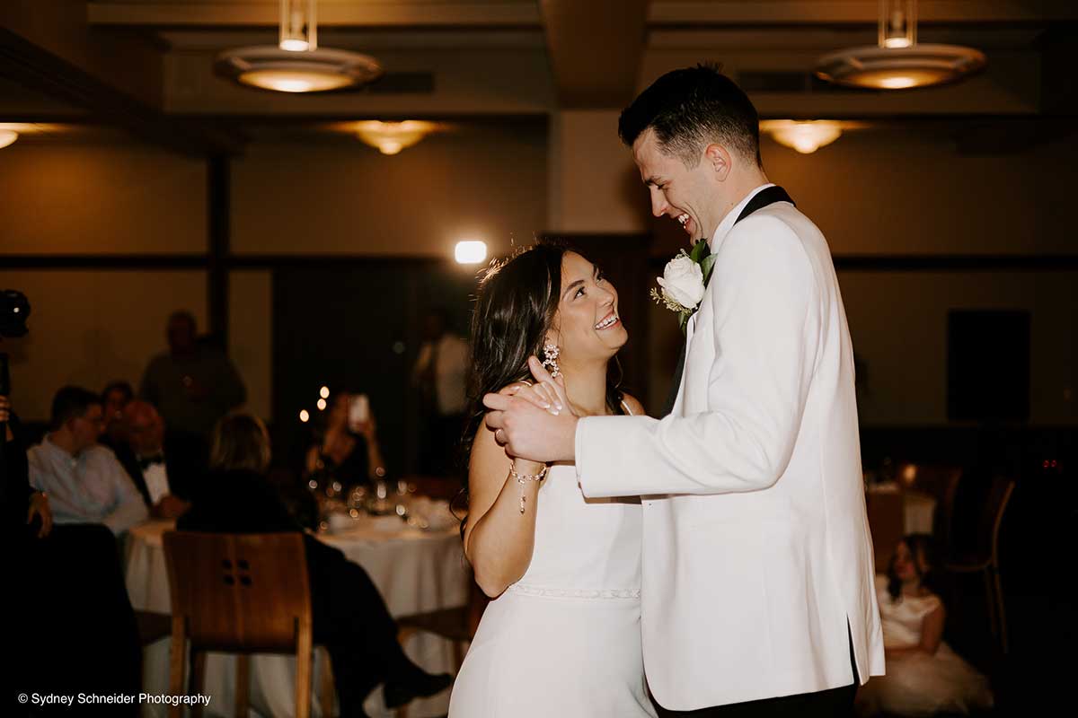 A Couple Has Their First Dance Inside Lied Lodge