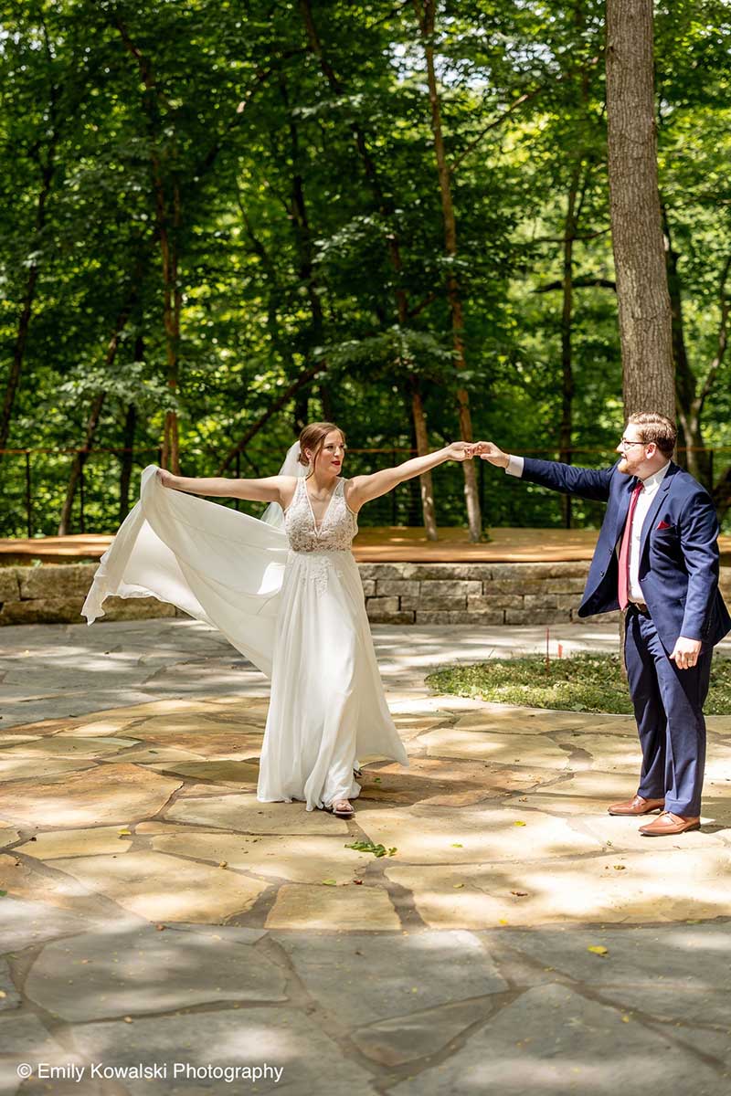 Couple Dances at Forested Woodland Grove