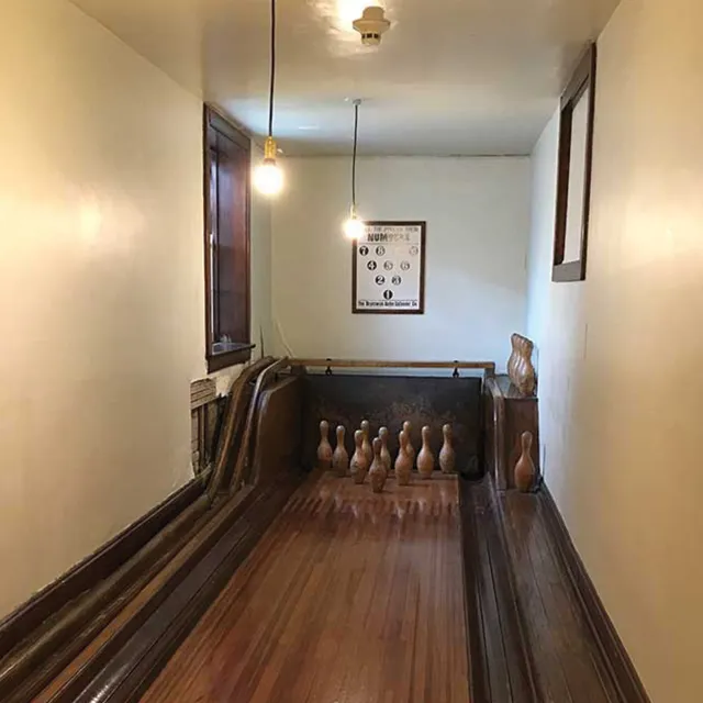 Bowling lane in the Arbor Lodge basement