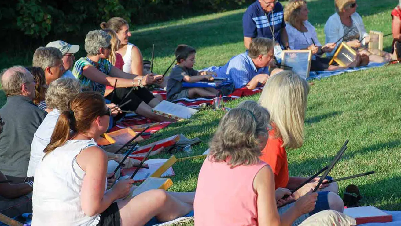 People doing yoga at Lied Loedge