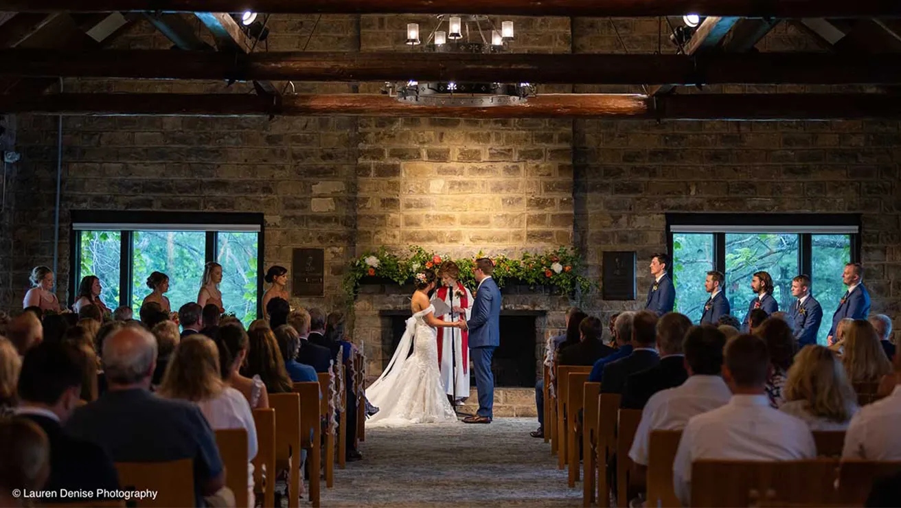 Wedding Ceremony inside Steinhart Lodge