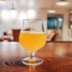 A drink sitting on a table
